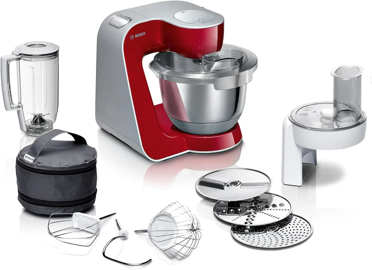 Bosch - Robô de Cozinha, 1000 W, 7 Velocidades + Função Pulsar, Vermelho, MUM58720