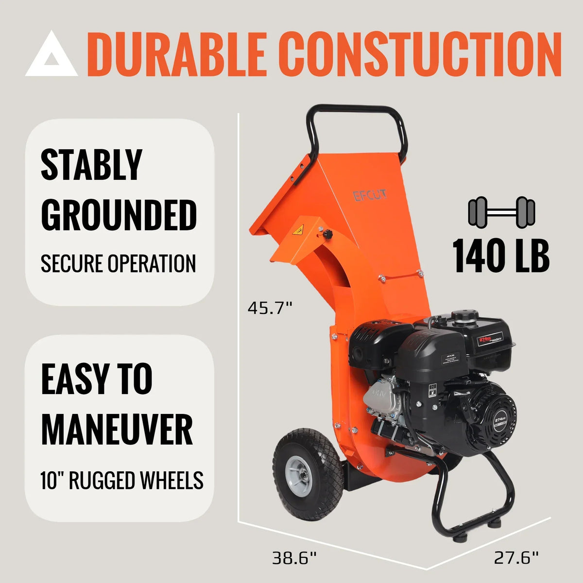 2026 Triturador de Madeira EFCUT C40 – Capacidade de 10 cm – Motor 9HP 274cc – Picador Térmico de Alto Desempenho