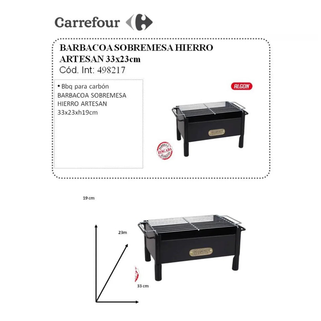 Churrasqueira de Mesa de Ferro Artesanal 33x23 cm Algon
