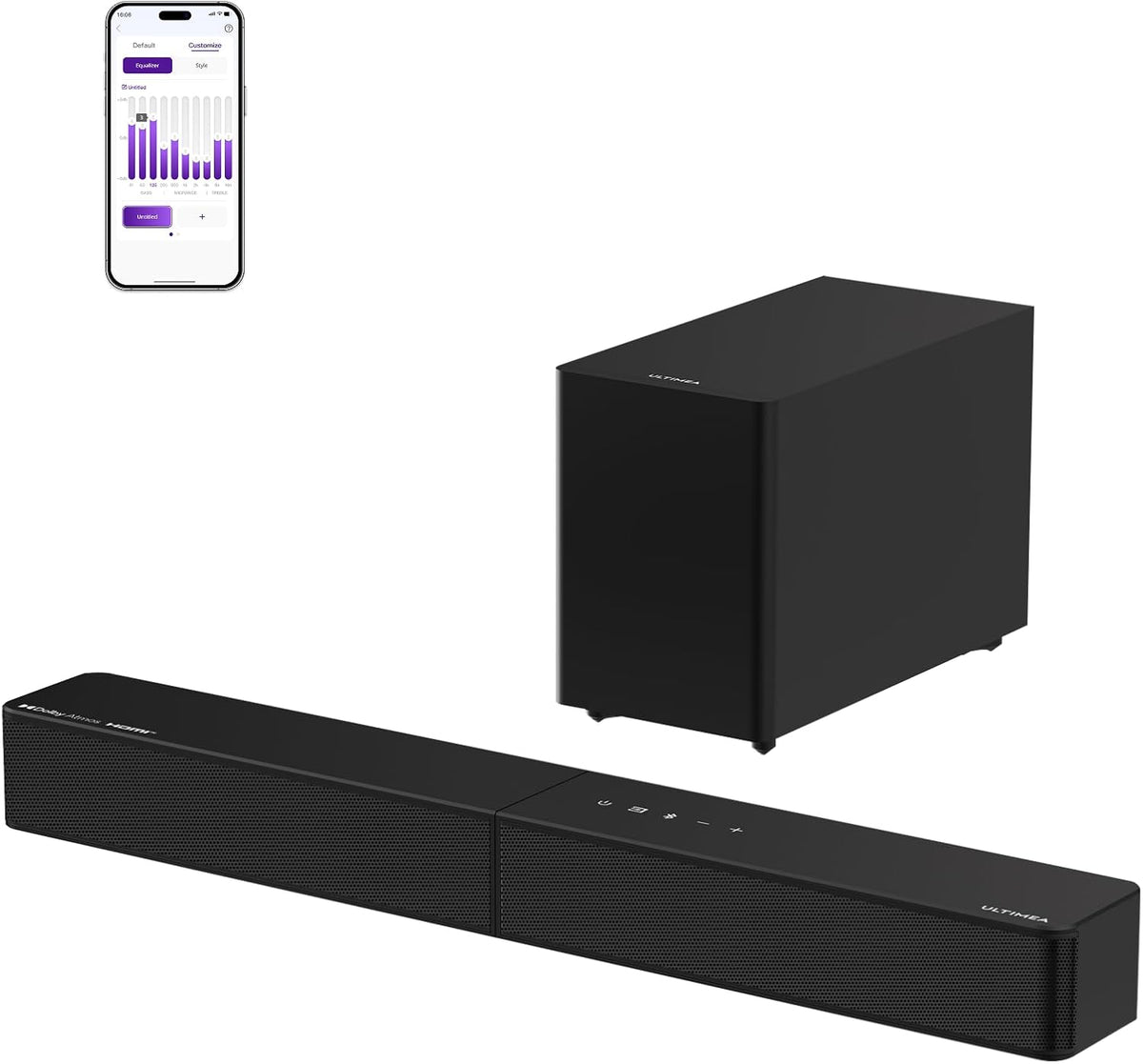Barra de Som ULTIMEA 5.1.2ch com Dolby Atmos, Alto-Falantes Superiores de Disparo para Cima, Subwoofer Sem Fio e 2 Traseiros, 460W, HDMI eARC, BT 5.4, Sistema de Home Theater Skywave F40 Boom