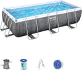 Bestway 56721 - Piscina Estrutural Tubular Power Steel Design Rattan 404x201x100 cm com Bomba Filtrante de 2.006 Litros/Hora e Escada