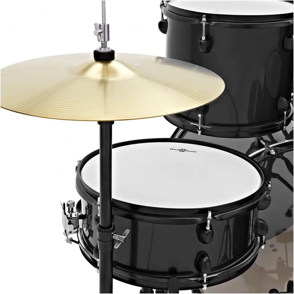 Gear4music BDK-1 Kit de Bateria Compacta Completa para Iniciantes - Bateria Acústica de 5 Peças, Pratos, Pedal de Bumbo, Banco e Baquetas - Preto