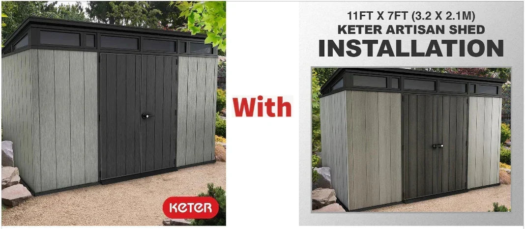 Galpão de Jardim Keter Artisan 11 x 7 pés (3,4 x 2,1 m) de 2026 – Solução de Armazenamento Externa Elegante e Robusta