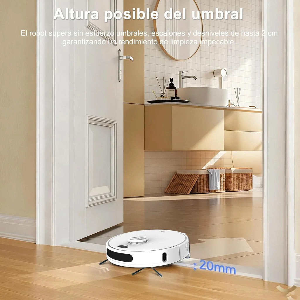 Robô Aspirador e Passador de Pano até 8000 Pa Sucção Poderosa Esvaziamento Automático 220 Minutos de Autonomia Navegação a Laser LiDAR e Mapeamento Inteligente, Limpeza Personalizada Controle por Voz e Aplicativo
