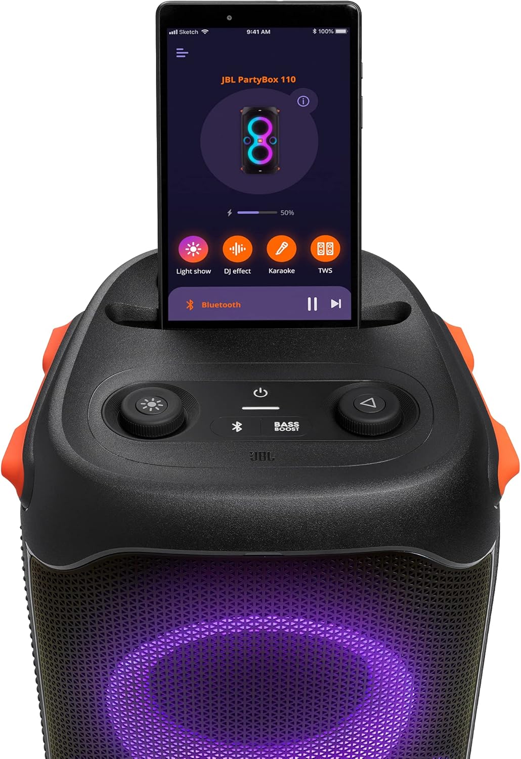 Jbl Partybox 110 JBLPARTYBOX110EU Alto-falante Bluetooth, preto, 24 x 69 x 2,5 cm