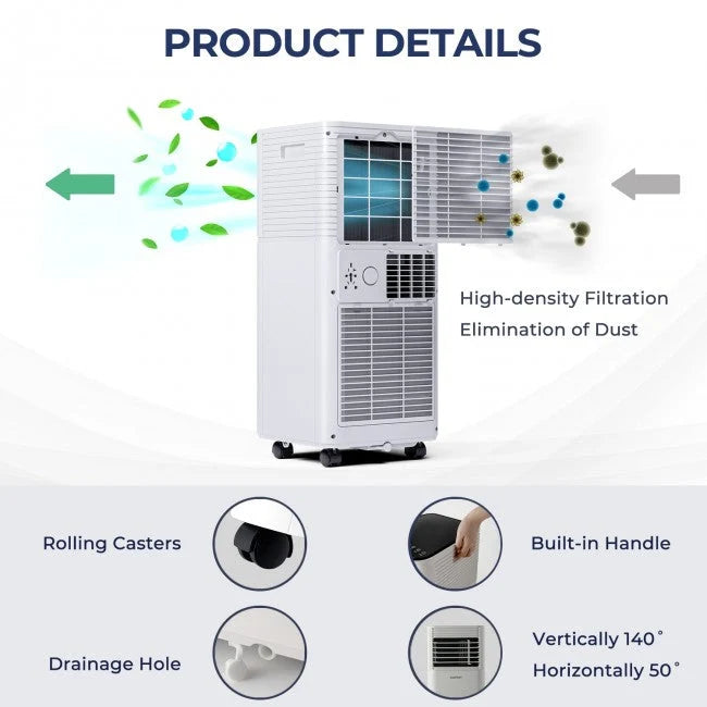 Ar-Condicionado Portátil 3 em 1 de 8000 BTU com Desumidificador e Modo Ventilador