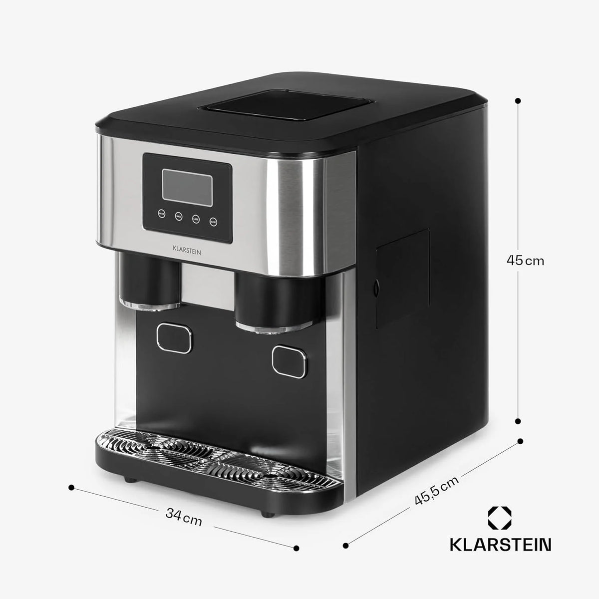 Klarstein Máquina de Gelo Doméstica, 1,8L, Cinza Escuro, Máquina de Gelo de Bancada 15 kg, para Fazer Cubos de Gelo e Gelo Picado em Casa, com Painel Tátil e Sistema de Fácil Limpeza, Função Rápida
