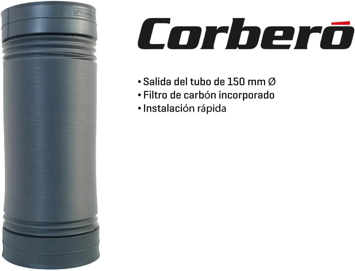 Corberó - Coifa Decorativa | NYASA9000B | 90 cm | 3 Velocidades, Controle Touch, Vazão 1000 m3/h | Vidro Preto