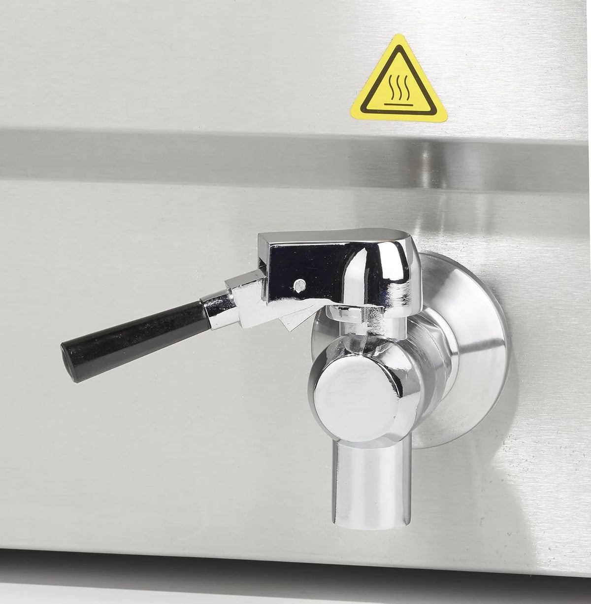 METRO Professional Fritadeira Dupla GDF5028, Aço Inox SS304, 2x 8 L, com Torneira, Regulador de Temperatura, Zona Fria, Prateado