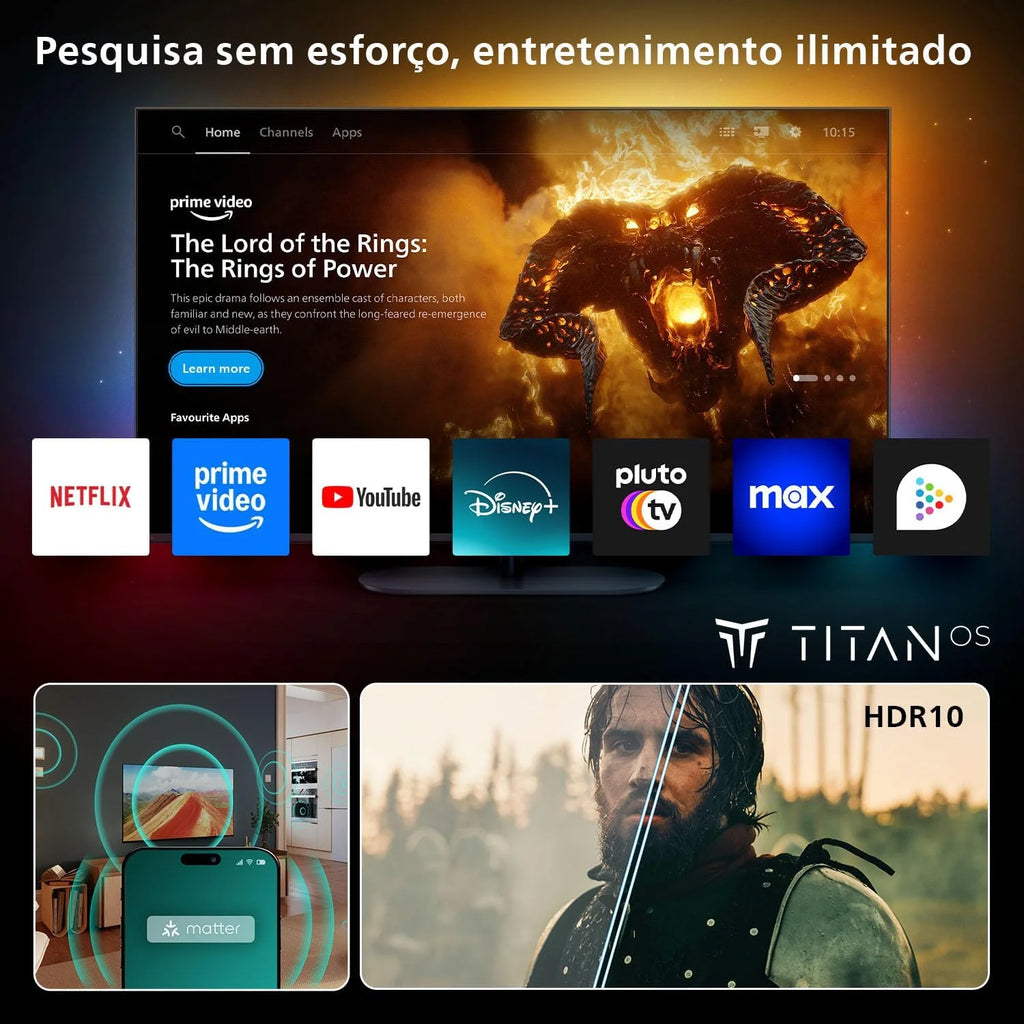Smart TV LED HD 40PFS6000 - Tela de 40 polegadas com Pixel Plus, plataforma Titan OS e som Dolby Digital - Funciona com Alexa e Google Assistente