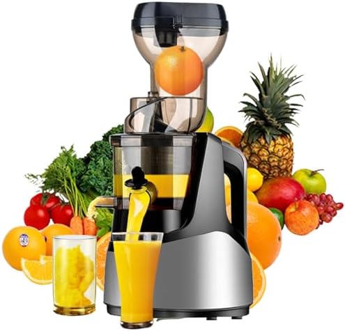 Espremedor de prensa a frio, máquina de mastigação lenta com grande calha de alimentação para frutas e vegetais inteiros, fácil de limpar para suco saudável