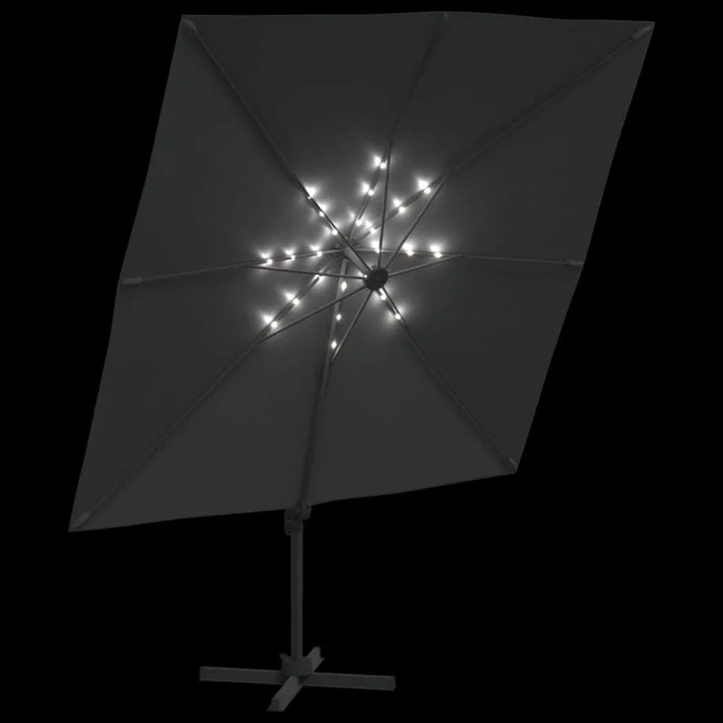 Guarda-sol lateral LED antracite, 400 x 300 cm