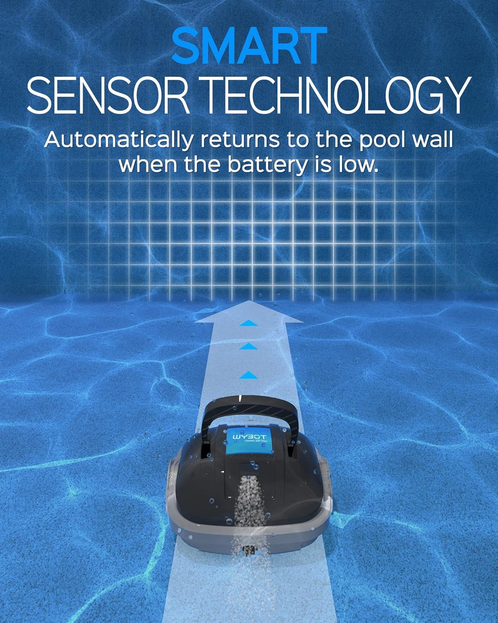 Robô Aspirador de Piscina Elétrico Sem Fio para Piscinas de Até 80m², 100 Minutos, Dupla Filtragem e Estacionamento Automático, Robô Aspirador de Piscina com Motores de Dupla Tração