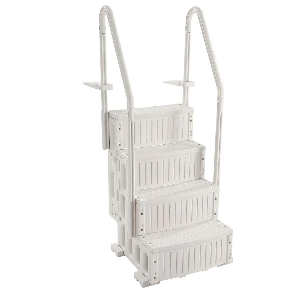 Escada VEVOR para Piscina, 4 Degraus com Corrimãos Duplos e Degraus Antiderrapantes Reforçados, Capacidade de Carga de 181 kg para Piscinas Enterradas e de Superfície, Branco Leitoso, 874 x 810 x 1985 mm
