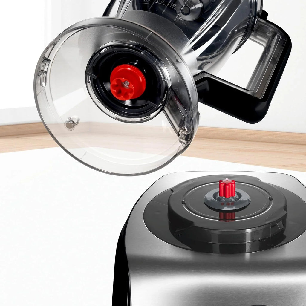 Bosch MultiTalent 8, Robô de Cozinha com Disco para Batatas Fritas e Moedor de Grãos, 1250 W, Tigela Grande de 3,9 l, Liquidificador de 1,5 l, Espremedor de Cítricos, Display LED, MC812M844, Branco, Aço Escovado