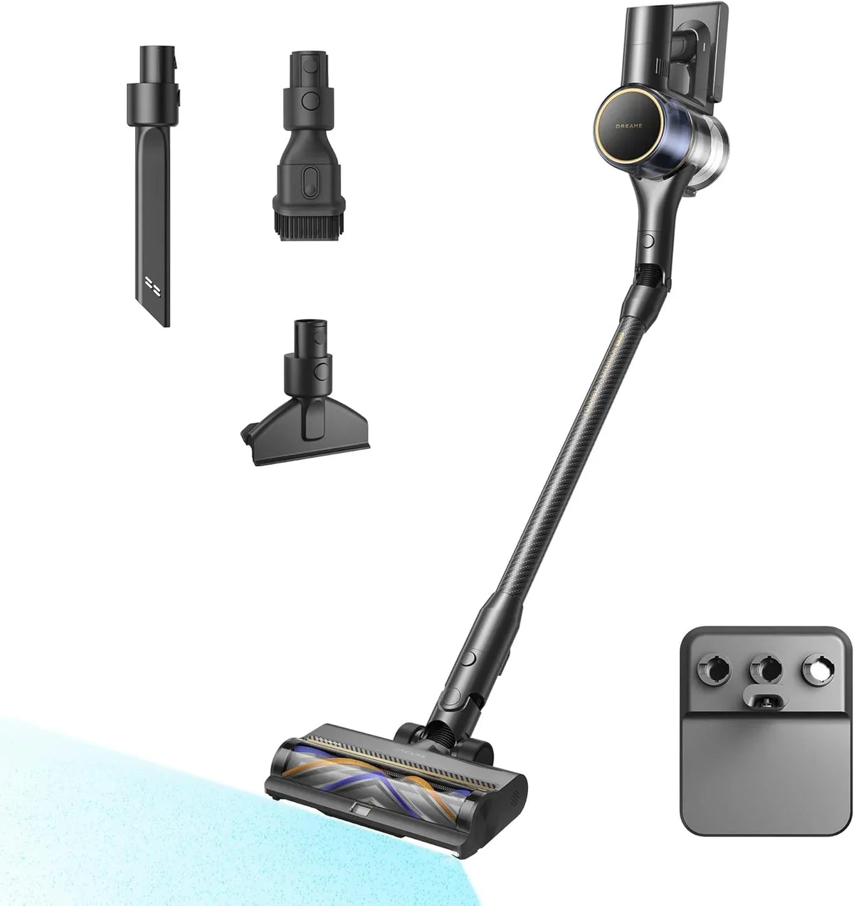 Aspirador de Pó Sem Fio DREAME R20, 22000PA/190AW Sucção Potente, 90min de Operação, Display LED, Luzes LED Azuis, Detecção de Sujeira, Design Antiemaranhamento, para Casa, Pelos de Animais de Estimação