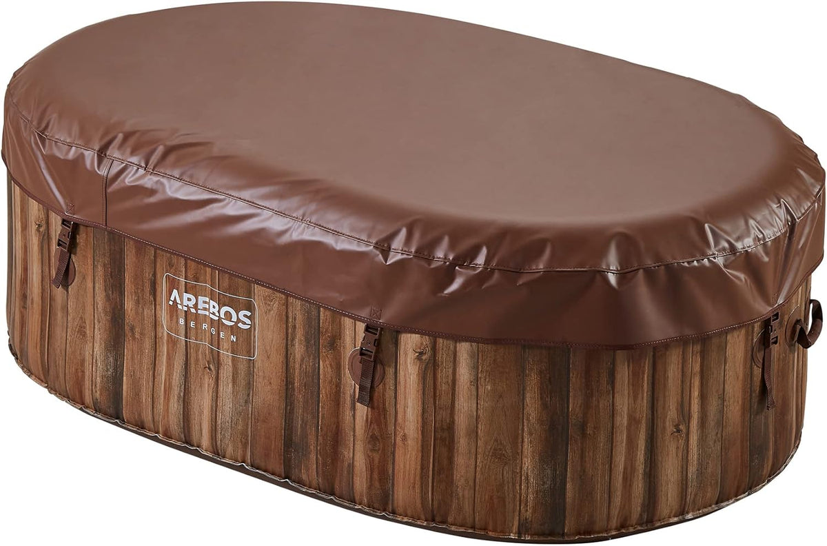 Arebos Whirlpool | SPA Inflável | Interno e Externo | 190x120 cm Ovalado | 2 Pessoas | 90 Jatos de Massagem | Aquecido | 550 Litros | Incl. Cobertura | Massagem Bubble SPA & Wellness