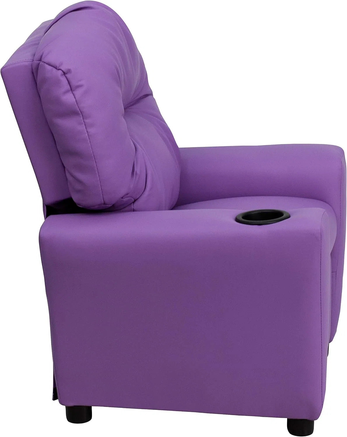 Poltrona Reclinável Infantil Contemporânea Flash Furniture com Porta-Copos, Madeira, Vinil Bege, 66,04 x 53,34 x 53,34 cm