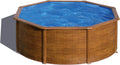 Piscina Elevada Redonda de Aço Gre KITPR353W com Acabamento de Madeira, Piscinas Desmontáveis para Jardim, 350 x 120 cm, Sicília