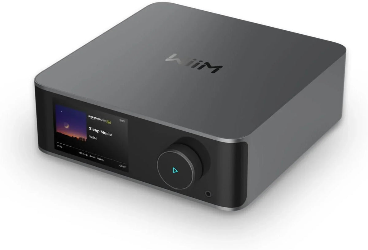 WiiM Ultra Music Streamer, Pré-amplificador Digital, Tela sensível ao toque de 3,5", Compatível com Google Cast, Alexa, Reproduz Spotify, Amazon Music, Tidal, HDMI ARC, Entrada de Fono, Saída para Fone de Ouvido, Cinza