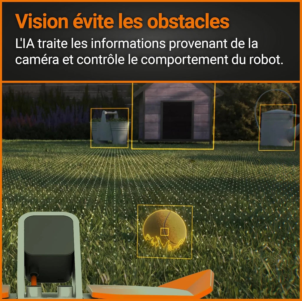 WORX Landroid Vision M550 WR205E Robô Cortador de Grama para Jardins de até 550 m² – Robô Cortador de Grama Inteligente sem Fio de Limite – WiFi e Bluetooth – Prevenção Ativa de Obstáculos com