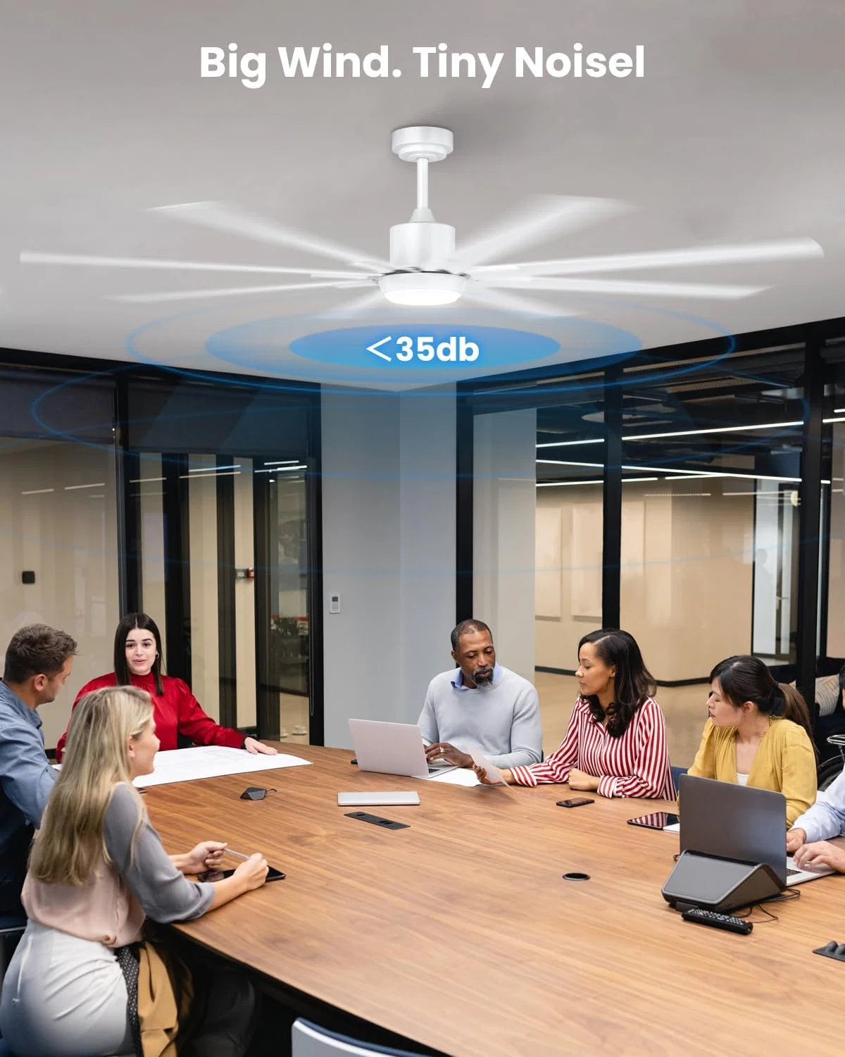 Ventilador de Teto com Luz e Controle Remoto de 183cm, Extra Grande, 8 Pás de Alumínio, Silencioso, Lâmpada de Teto com Motor DC Reversível para Varanda Externa, Quarto Grande