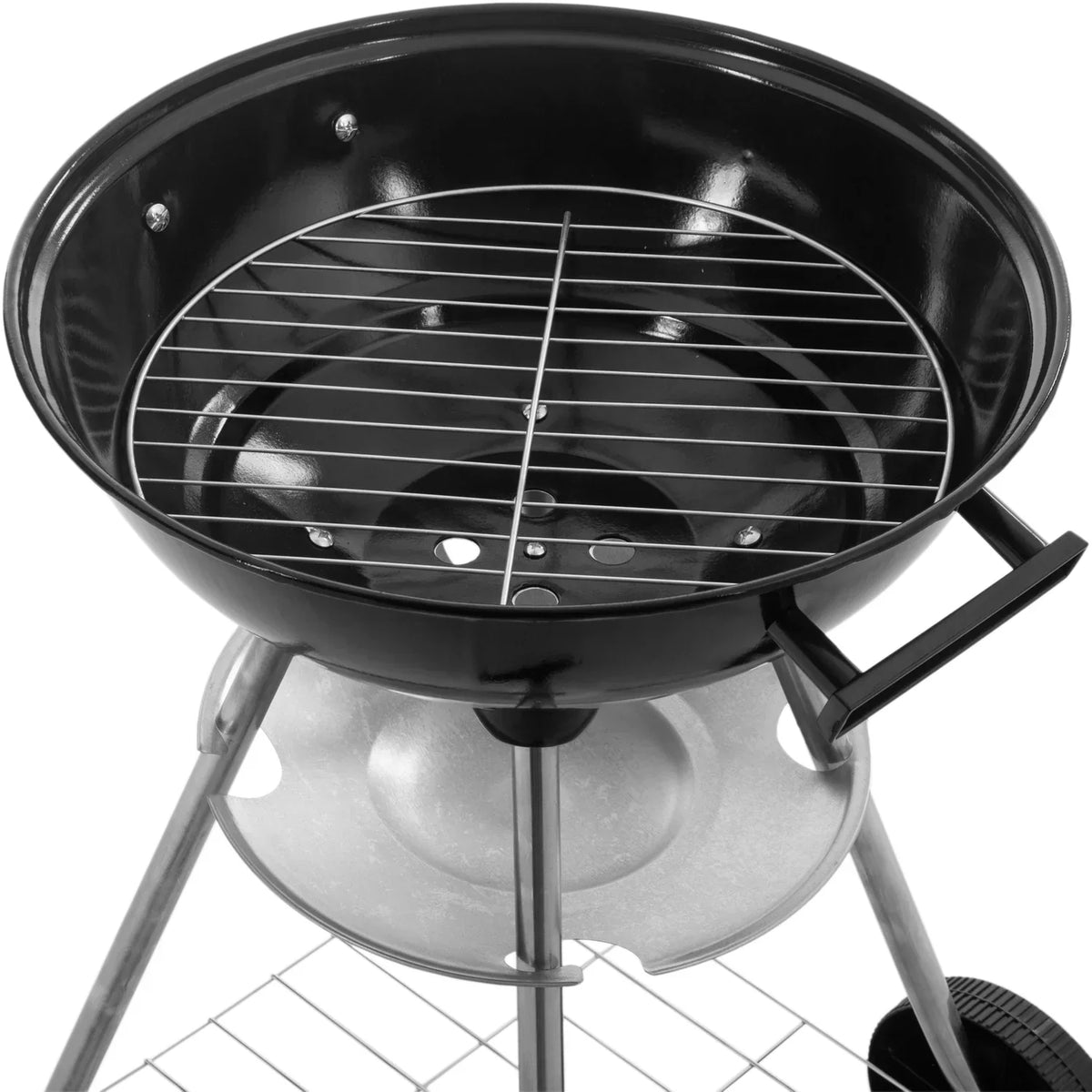 Primematik - Churrasqueira a Carvão de 41x70 cm Redonda com Tampa e Rodas Churrasco para Jardim e Acampamento Kh51000