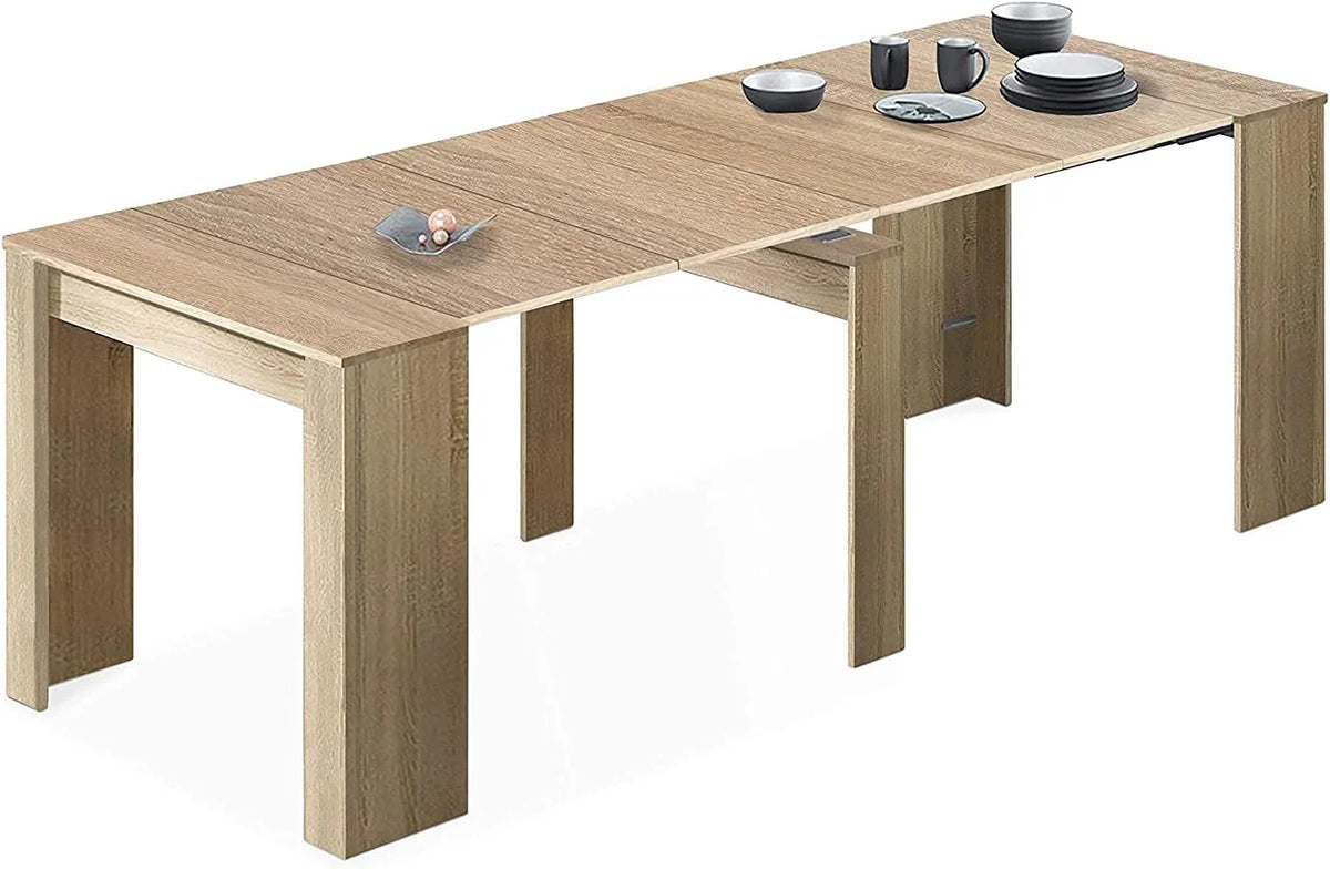 Mobelcenter - Mesa de Jantar Consola Extensível, Mesa para Sala de Estar, Hall ou Cozinha, Mesa Fole Extensível, Cor Cimento (1127)