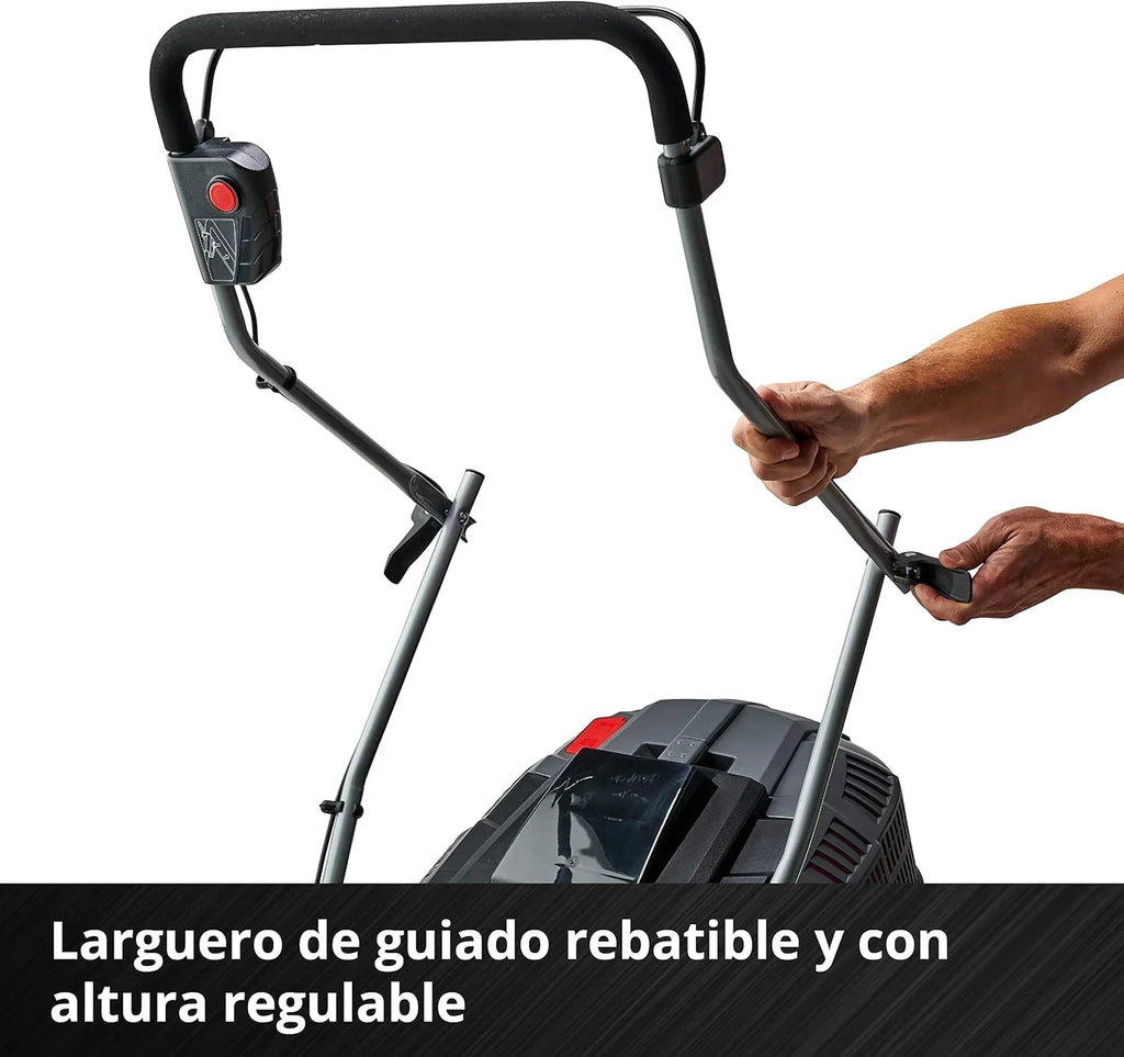 Cortador de grama a bateria Einhell GE-CM 43 Li M Kit Power X-Change (36V, 43 cm de largura de corte, até 600 m², sem escovas, função mulching, saco coletor de 63L, com 2 baterias de 4,0 Ah e 2 carregadores)