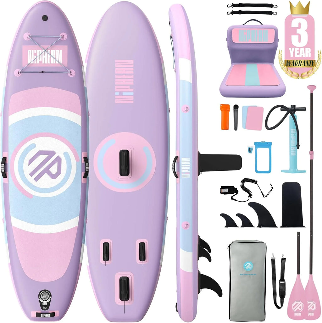 Niphean Tabla de Paddle Surf Inflável, Prancha de Paddle Surf 305 cm com Quilhas de Equilíbrio para Iniciantes e Acessórios Resistentes, Prancha Sup para Adultos, Stand up Paddle Board Versátil para Yoga