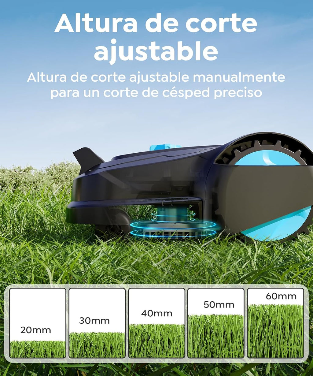 M800Plus Robô Cortador de Grama sem Fio, 800 m², Posicionamento GPS + Visão IA, Robô Cortador de Grama Sem Fio, Modo de Corte em U, Detecção de 150 Obstáculos, Carregamento Automático, App