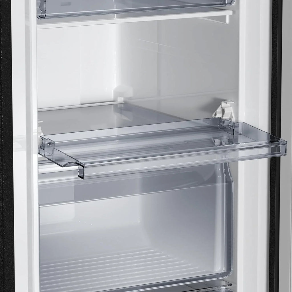 CHiQ Congelador Vertical No frost 166L, FSD166NE4E, Gavetas XL, Controle Eletrônico de Temperatura, Portas Reversíveis, Silencioso, Ice Box, Cor Inox Preto, Classe Energética E