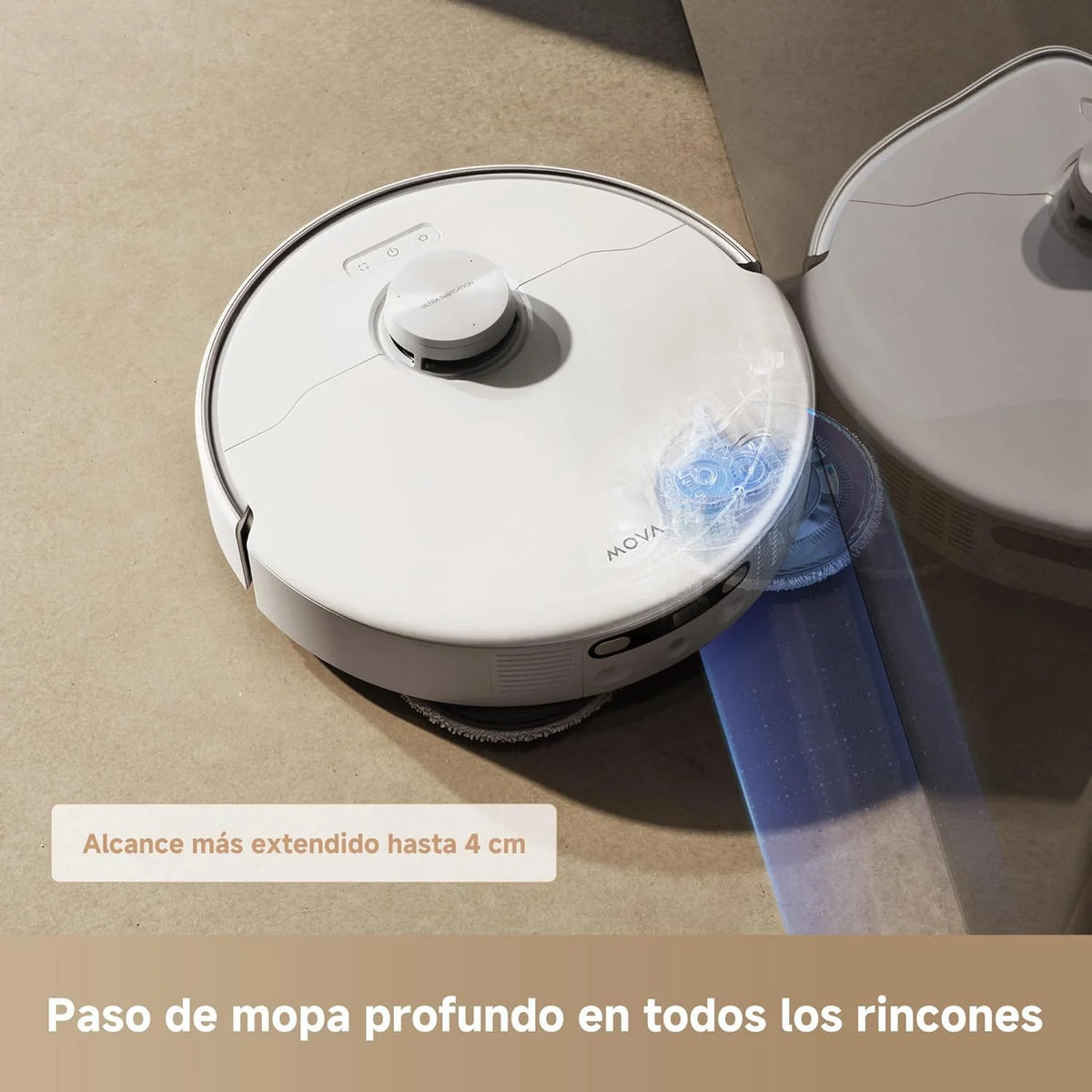 Mova P50Pro Ultra Robô Mopa e Aspirador de Pó, 19.000 Pa, Autodescarga e Autolimpeza com Água Quente a 75°C, Mopa Extensível, Navegação LDS+IA RGB, Evita Obstáculos, Ideal para Pelos de Animais e Tapetes