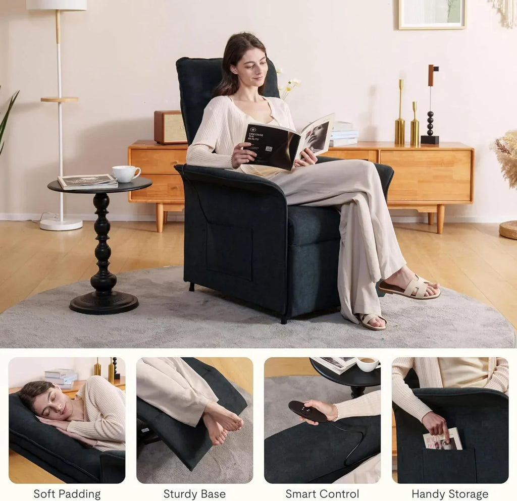 FLEXISPOT Poltrona Reclinável Elétrica com Encosto Ajustável, Reclinável de 105° a 155°, Poltrona Ergonômica para Quarto, Sala e Home Theater (Cinza Escuro)