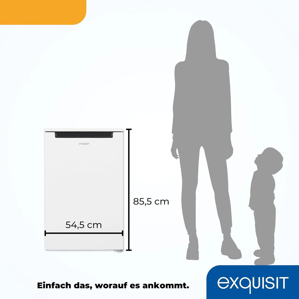 Congelador vertical Exquisit, 87L, 4 estrelas, classe D, cor branca, 3 gavetas, degelo manual, termostato ajustável, porta reversível, 40 dB, consumo 132 kWh/ano, 85,5x54,5x58 cm