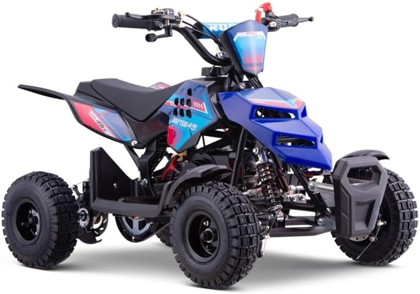 Miniquad Infantil Gasolina Raptor-R4 49cc (Gasolina com Mistura), Azul, crianças de 4 a 10 anos