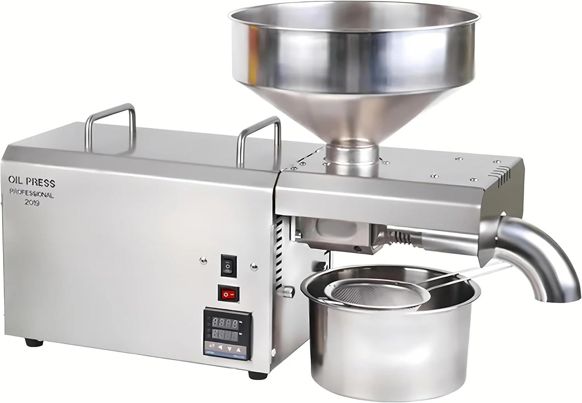 Prensa de Óleo Elétrica Moedor de Azeitonas 820W, Máquina para Extrair Óleo, Temperatura Ajustável 40-240°c, Moedor de Óleo Automático, Amendoim Comercial 1500W