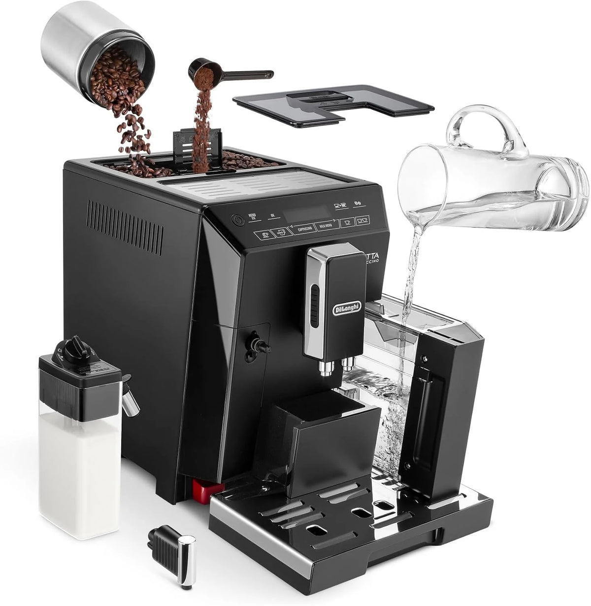 De'Longhi ECAM 44.666.B ELETTA Cappuccino, ECAM44.660.B, preto de alto brilho