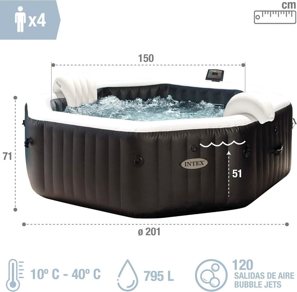 Intex Spa inflável 4 pessoas, octogonal, bolhas Deluxe e jatos de água (55081)
