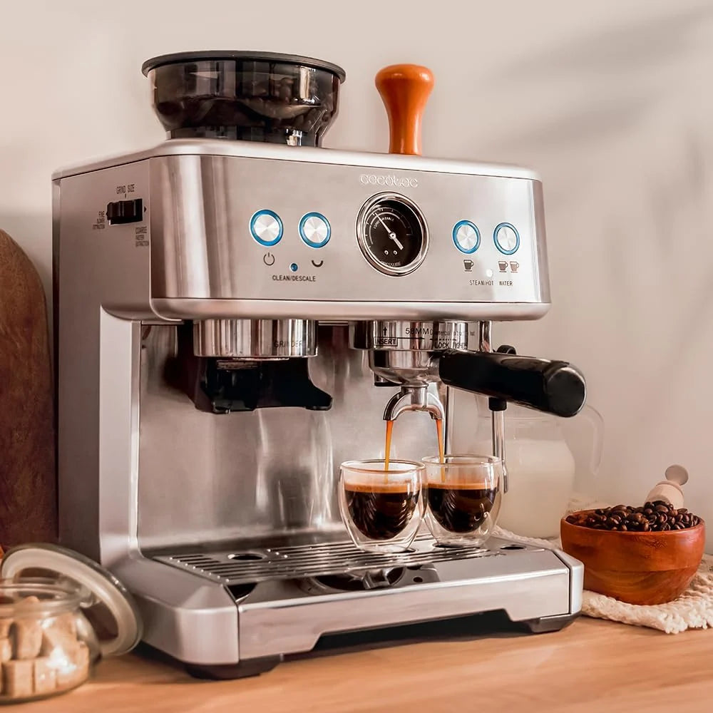 Cecotec Cafeteira Expresso Barista Power Espresso 20 Barista. 2250W, 20 Bares, Manômetro e 2 Termoblocos, Reservatório de Café em Grão, Moedor com 20 Níveis, Vaporizador