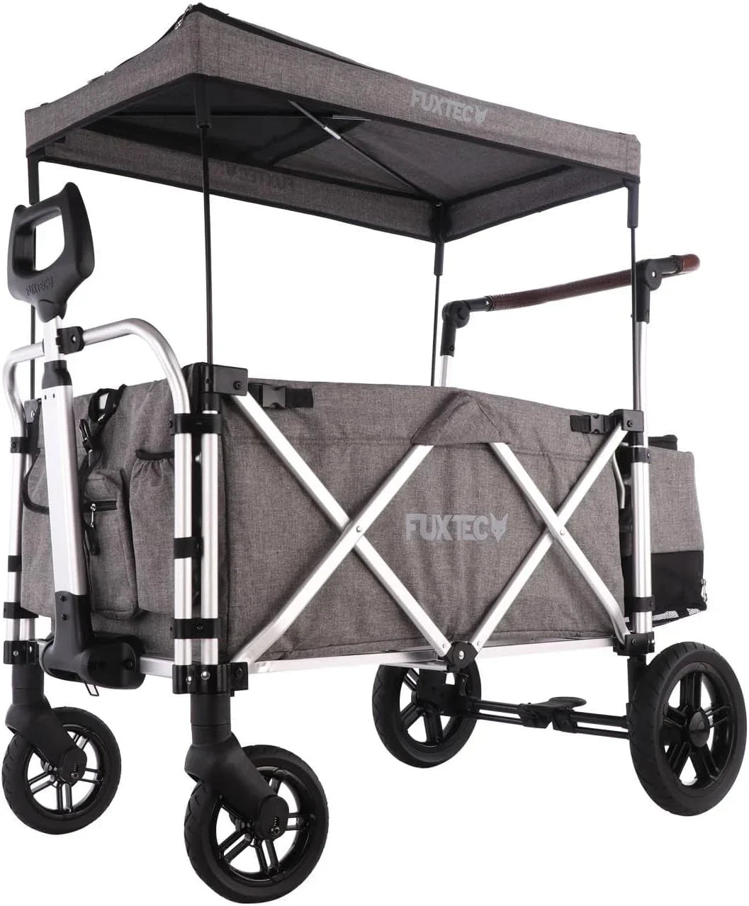 FUXTEC FX-CTL900 Premium Cinza, Carrinho Dobrável Original para Crianças, Ideal para Jardim, Praia ou Cidade, Empurrar ou Puxar, Carga de até 75 kg.