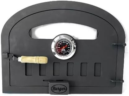 Porta para forno a lenha com vidro (média), preta, chapa de aço - Sor Pampa Grill cód. 23 (grande)