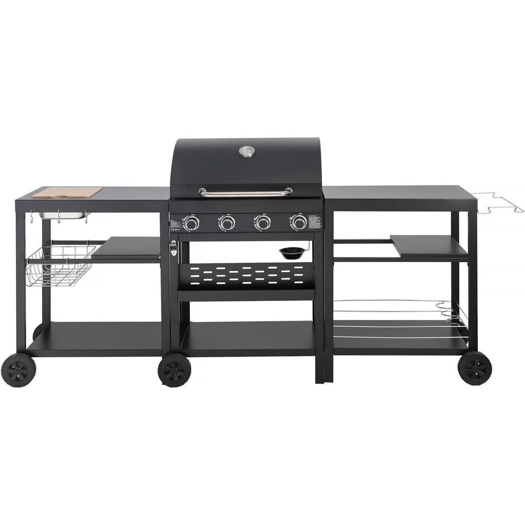 Churrasqueira a Gás para Cozinha Externa - 12 Kw - 4 Queimadores - Preta