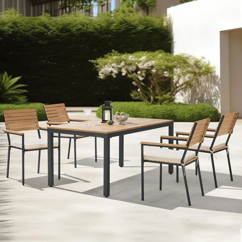 2025 Conjunto de jardim de madeira de acácia Rhodos – Elegância natural e conforto para 4 pessoas