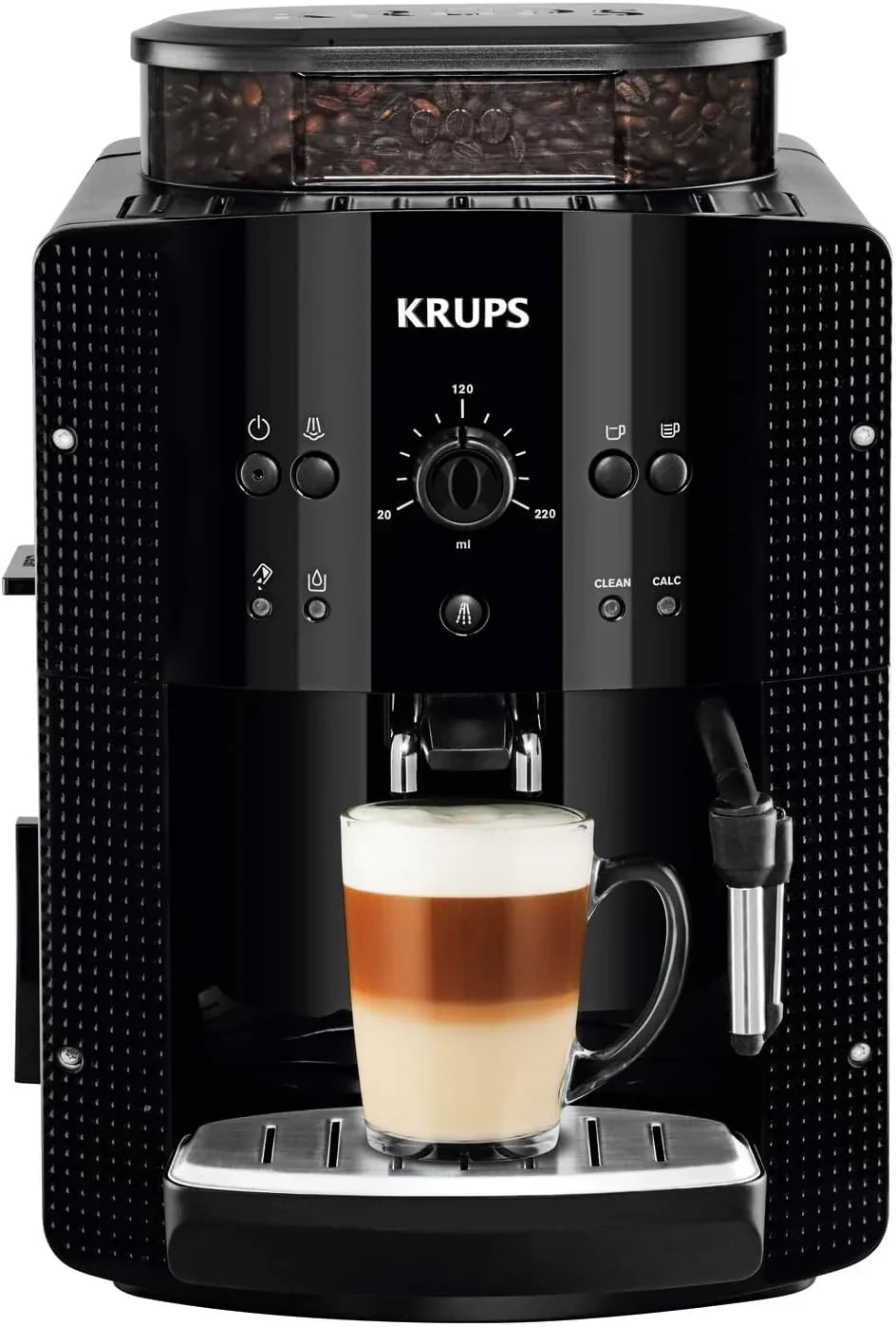Krups Roma, Cafeteira superautomática, Reservatório de água 1.7 L, 3 níveis de temperatura, 3 níveis de intensidade, 15 bar, Moedor cônico de metal, Painel de controle fácil, Preta, EA810870