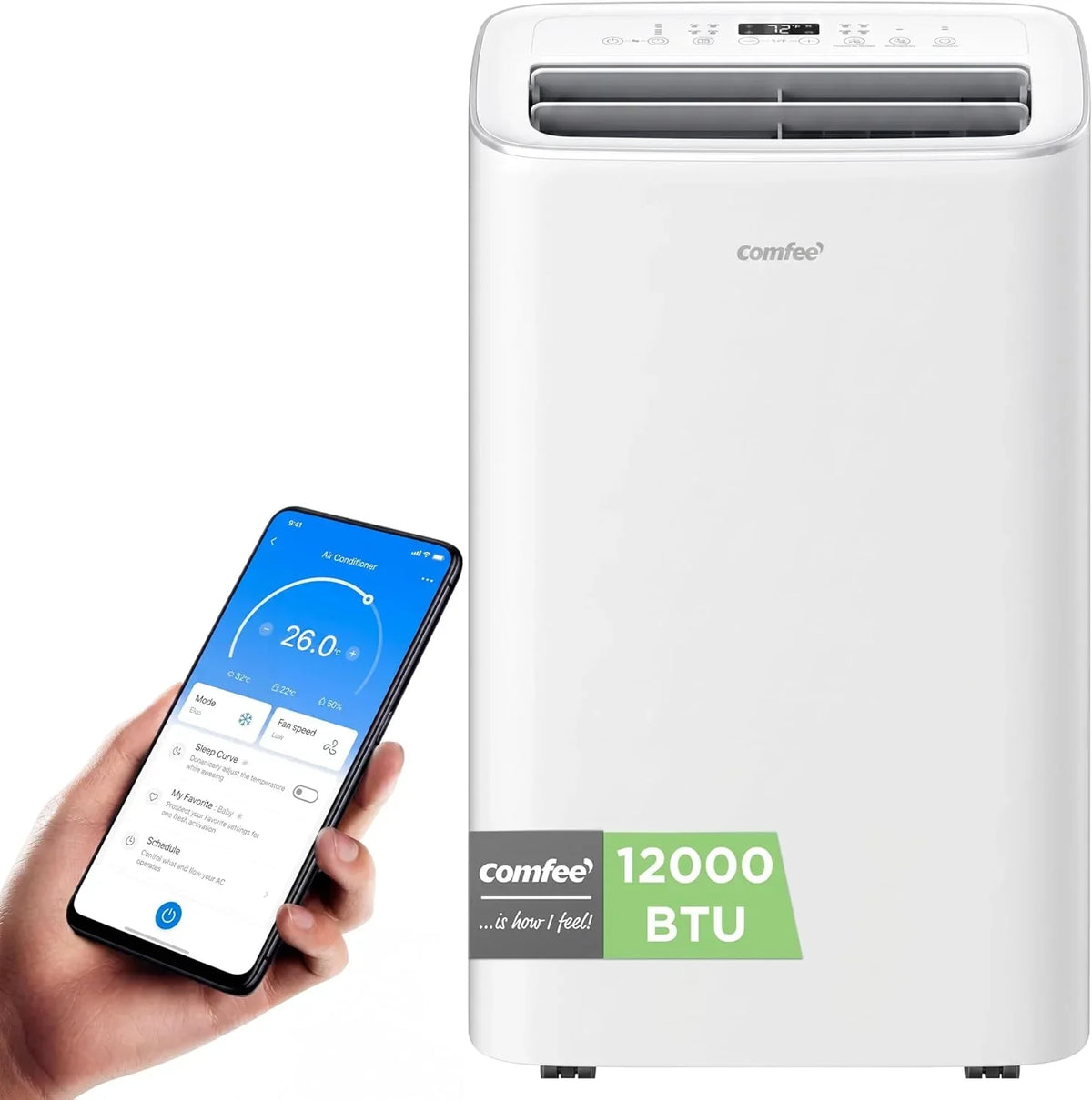 Ar Condicionado Portátil COMFE Penguin 3 em 1 | 7000 BTU/1800 Refrigeradores com App + Controle Remoto | Ar Condicionado e Desumidificador | Baixo Consumo | Função Follow Me | Inclui Kit de Janela