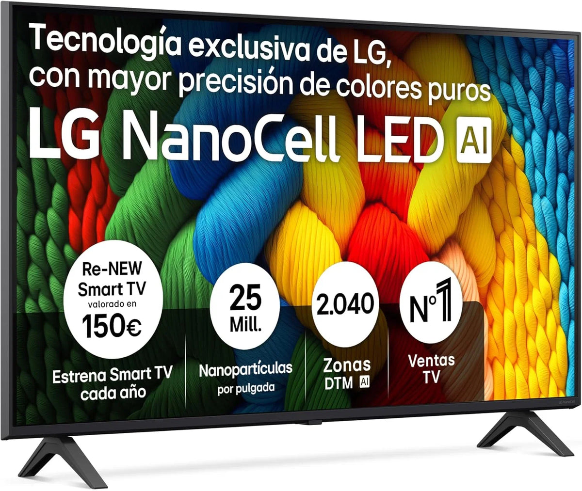43NANO80A6B - TV 43", 4K NanoCell, Smart TV, LED IA, webOS 25, Processador Potente e Inteligente, Super Upscaling, Dolby Digital Plus, Alexa/Google Assistant, Preto