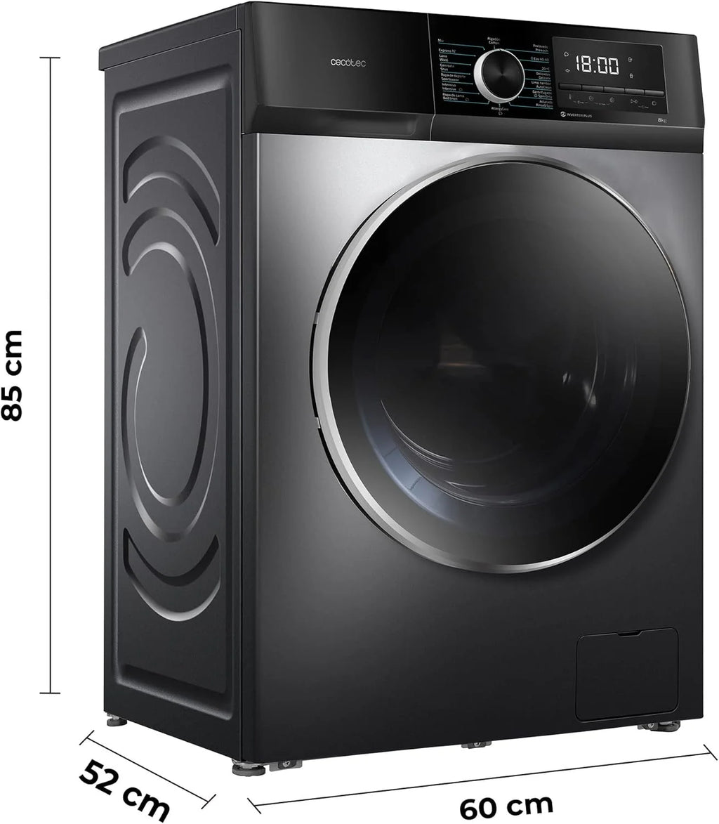Lavadora 8Kg Carga Frontal Bolero Dresscode 8500 Inverter Steel A. 1900W, 1400 rpm, Motor Inverter Plus, Baixo Consumo, 16 Programas, SteamMax, Início Diferido, Aço