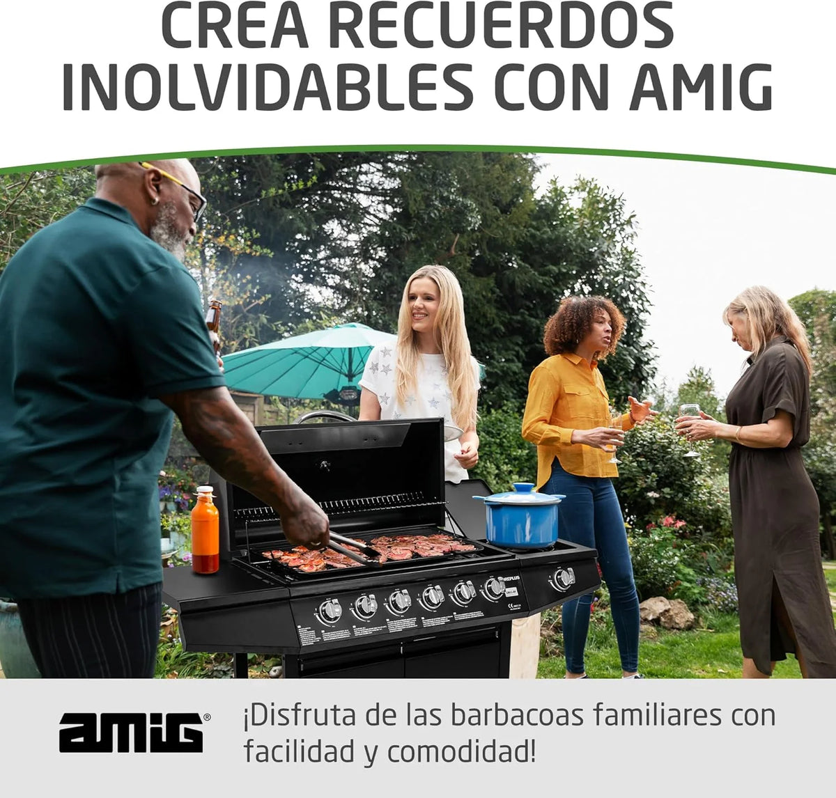 Churrasqueira a Gás Fireplus 6+1 de 12,9 kW - Aço Inoxidável Preto - Grelhador com Rodas Modelo GRILL-6F - Churrasqueira XXL com Carrinho e Termômetro - 138x52x103 cm - 7 Queimadores e Bandeja Lateral
