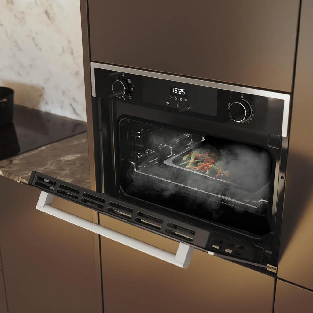 Forno Integrável Cecotec 45 cm de Altura Multifunção Bolero Hexa M224500 Edge A. 2600W, 53L de Capacidade, 7 Funções, Grill, Grill Assistido por Ventoinha, Convecção, Descongelamento, Base a Vapor X2, Steam EasyClean, Vapor